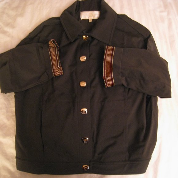 St John by Marie Gray Sport Moss Green Gold Bling Jacket Small Made in USA - Picture 2 of 6